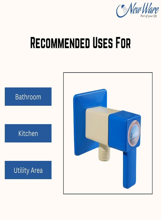 NEW WARE PVC Angle Cock with Wall Flange - Square Blue Plastic Valve for Bathroom, Wash Basins, Kitchen Sink - Angular Stop Cock for Hot and Cold Water - Image 3